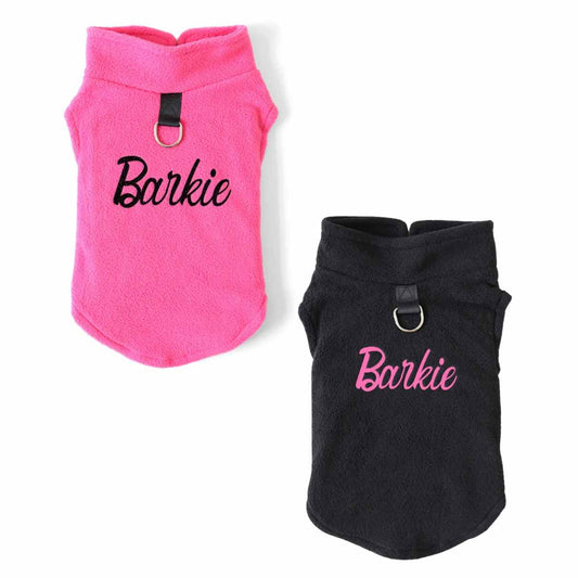 Barkie dog vest, jacket, clothes comes in two different colours in dog clothing pink and black