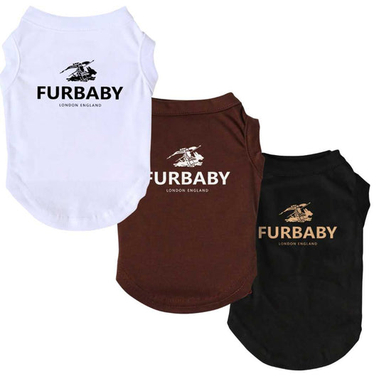 Furbaby tshirts, sleeveless, singlets three different colours white brown and black dog clothing