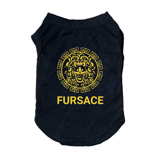 Fursace Dog Tshirt, singlet, sleeveless, tank, clothing comes in black. White background