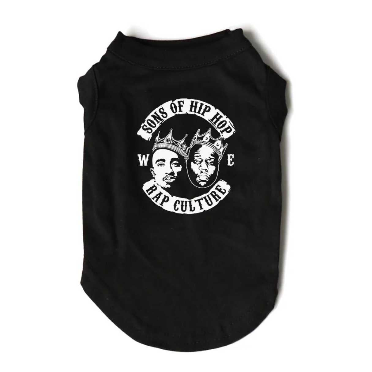 Tupac Black Tshirt Dog Clothing "Sons Of Hip Hop"